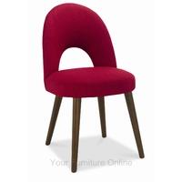 Oslo Walnut Red Fabric Upholstered Dining Chairs - Pair