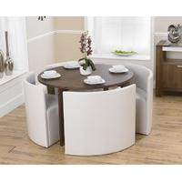 Oslo 120cm Walnut Stowaway Dining Table and Ivory-White Chairs