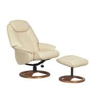 Oslo Cream Bonded Leather Recliner with Footstool