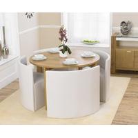 Oslo 120cm Oak Stowaway Dining Table with White Chairs