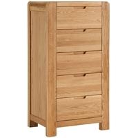 Oslo Oak Chest of Drawer - 5 Drawer Narrow