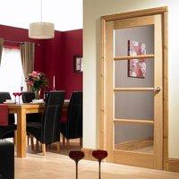 Oslo 4 Light Oak Door with Clear Flat Safety Glass is Pre-finished