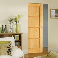 Oslo 4 Panel Oak Syntesis Pocket Door is Pre-finished