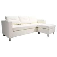 Osaka Faux Leather Chaise Sofa White