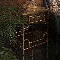 oslo mirrored side table square in bamboo effect gold