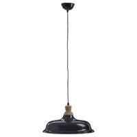 Oslo Small Pendant Light Iron Wood Black