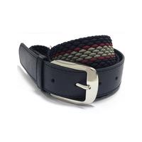 oscar striped woven belt in mid blue grey red