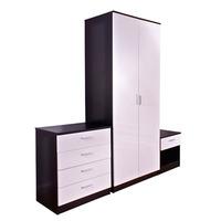 ottawa 3 piece black and white high gloss bedroom set