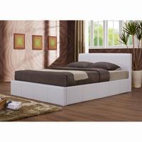 Ottoman White Faux Leather Bed