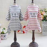 Other Clothes/Jumpsuit Dog Clothes Cute Casual/Daily Stripe Blushing Pink Gray