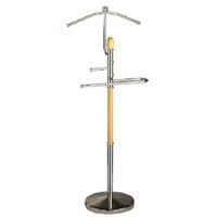 Otto Valet Stand In Chrome And Natural Wood