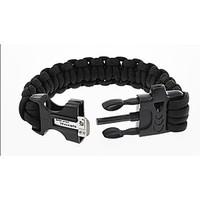 Outdoor Parachute Rope Flint Black Emergency Survival Bracelet