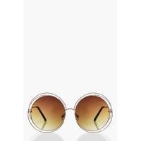 out frame round sunglasses brown