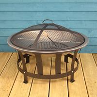 Outdoor Fire Pit with BBQ Grill and Safety Cover by Kingfisher