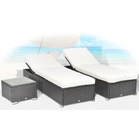 Outdoor 3Pc Garden Sun Lounger +Table