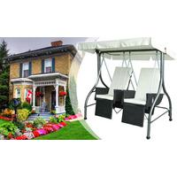 Outsunny Garden Swing 2-Seater Bench Chair-Black