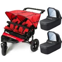 out n about double nipper v4 with 2 carrycots carnival red