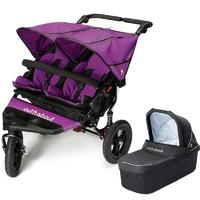 out n about double nipper v4 with 1 carrycot purple punch