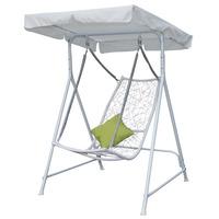 Outdoor White Swing Chair with Grey Canopy