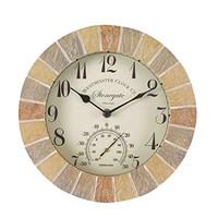 outside in stonegate sandstone 10in wall clock and thermometer 5065030