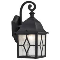 Outdoor Black Wall Lantern Light with Cathedral Lead Glass