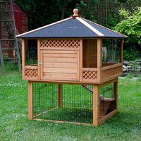 Outback Rabbit Hutch Pagoda with Run - 116 x 116 x 150 cm (L x W x H) (3 parcels)