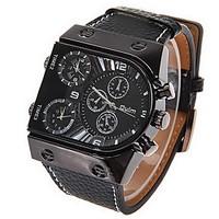 OULM Men\'s Watch Military Dual Time Zones Multi Function Cool Watch Unique Watch Fashion Watch