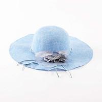 OUFULGA High-grade Flowers Flax Hat Sunscreen Sun Hat Bbeach Cap