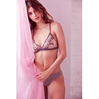 out from under gigi floral mesh triangle bra charcoal