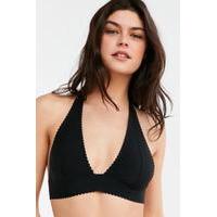 Out From Under Cecile Scallop Micro Halter Bra, BLACK