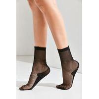 Out From Under Black Fishnet Crew Socks, BLACK