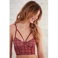 Out From Under Larissa Strappy Maroon Lace Longline Bra, MAROON