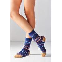 Out From Under Intarsia Blue Crew Socks, BLUE