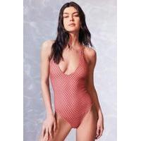 Out From Under Lo & Behold Halter One-Piece Swimsuit, RED