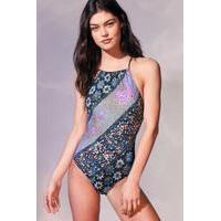 out from under printed high neck swimsuit blue