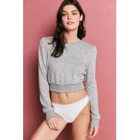 Out From Under Whitney Cropped Cosy Fleece Sweatshirt, GREY