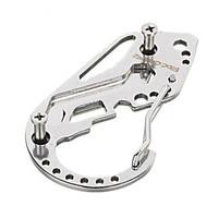 Outdoor Multi-Function Carabiner Keychain Tool with Wrench / Compass / Screwdriver - Silver