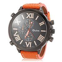 oulm mens watch military style big roman numerals dial leather band co ...