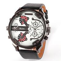 OULM Men\'s Military Dual Time Zones PU Watch Cool Watch Unique Watch Fashion Watch
