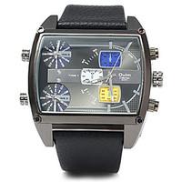 Oulm 3602 Men Square 3 Movement Table Strap Watch