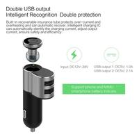 OVEVO Q10 2-in-1 Vehicle-mounted Bluetooth Headset + Car Charger Dual USB Headphone Earphone IC Chip for iPhone 6S 6S Plus iOS Android Smartphone with