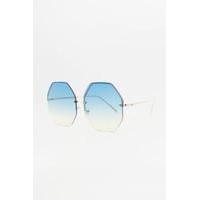 Oversized Hexagon Gradient Lens Sunglasses, BLUE