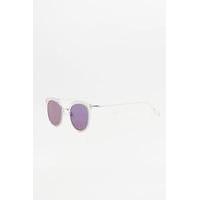 oversized brow bar mirrored lens sunglasses blue