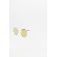 Oversized Brow Bar Mirrored Lens Sunglasses, GOLD