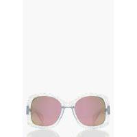 Oversized Glitter Frame Sunglasses - silver