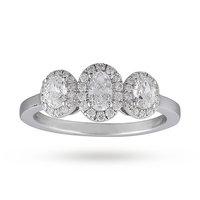 oval cut three stone 085ct diamond ring in 18 carat white gold ring si ...