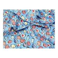 oven gloves print polycotton dress fabric blue