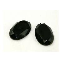 Oval Sew & Stick On Acrylic Jewels Black