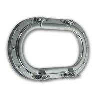 oval framed opening porthole in brass or chromium plated