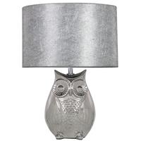 oval owl silver table lamp with 10inch silver cobweb shade